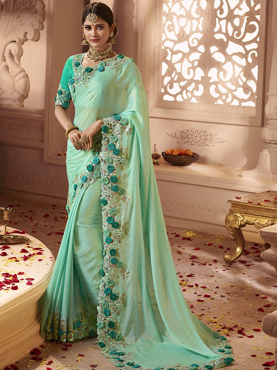 sea green sarees